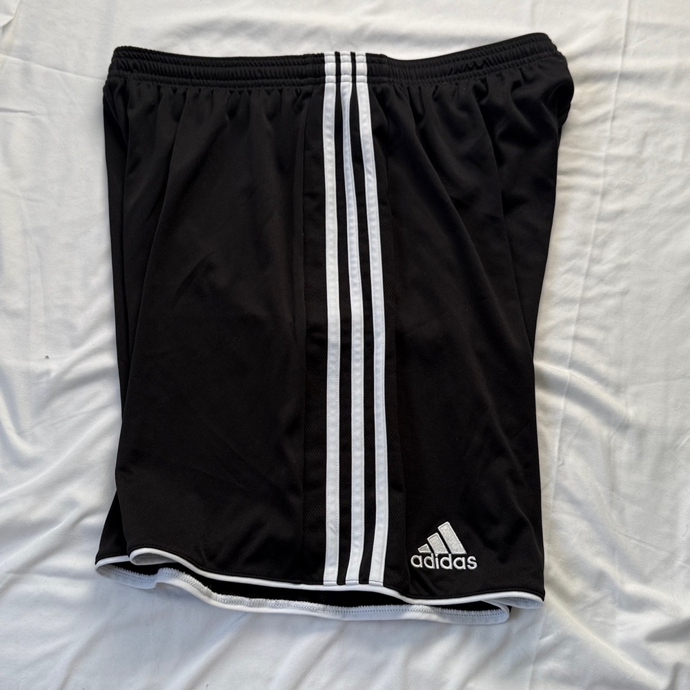 adidas Black Athletic Shorts with White Side Stripes - Picture 6 of 6
